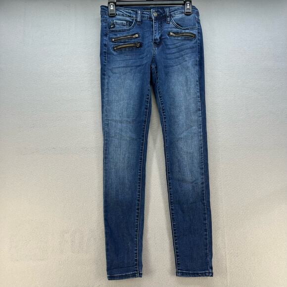 KanCan Denim - KanCan Jeans Women's Size 26 (5) Blue Moto Multi Zipper Pockets Skinny Normcore